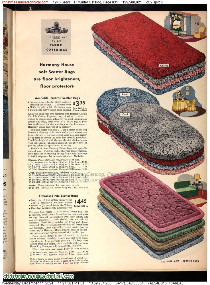 1946 Sears Fall Winter Catalog, Page 831