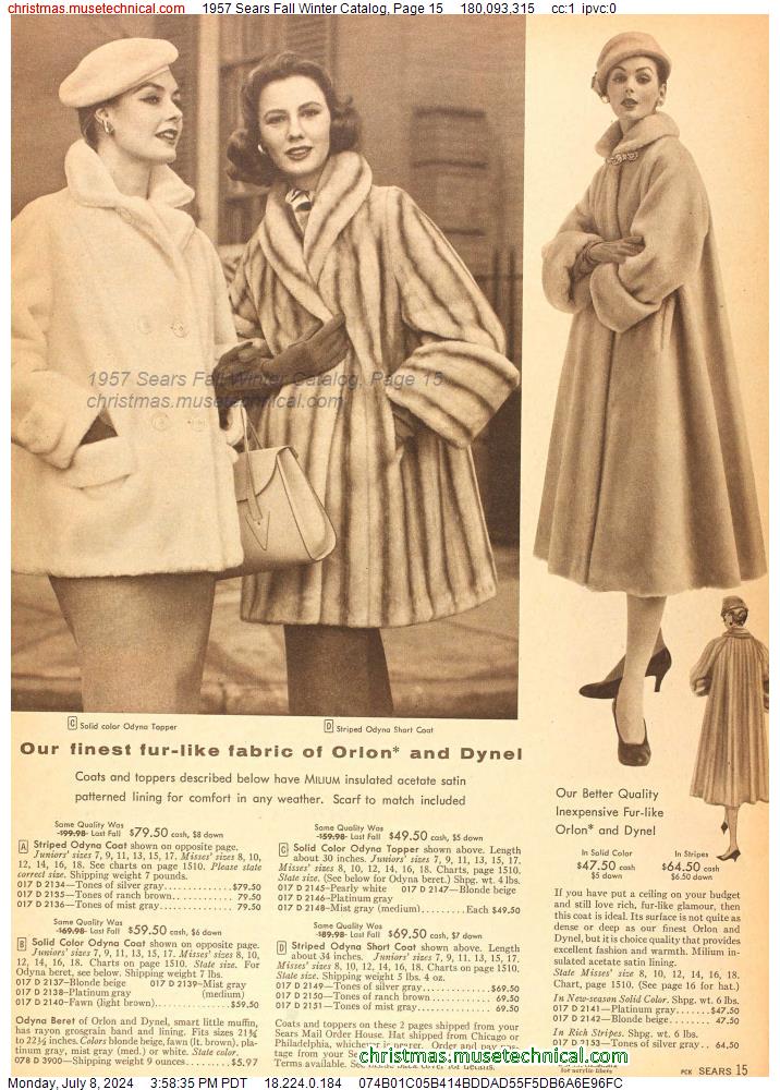 1957 Sears Fall Winter Catalog, Page 15