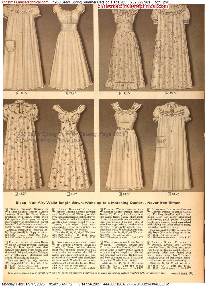 1958 Sears Spring Summer Catalog, Page 305