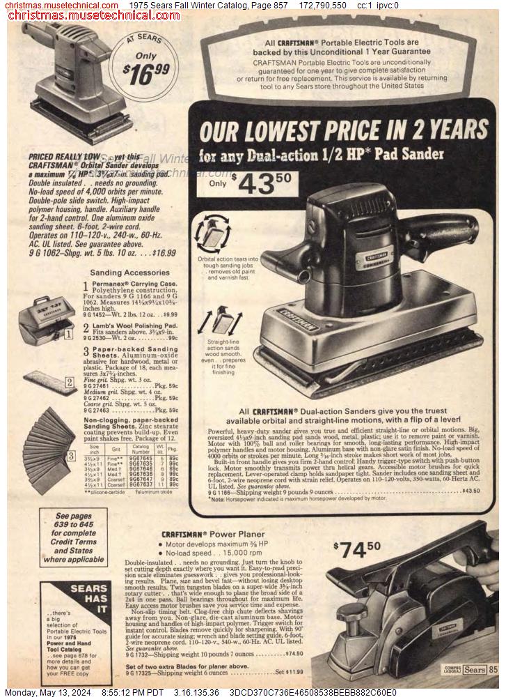 1975 Sears Fall Winter Catalog, Page 857