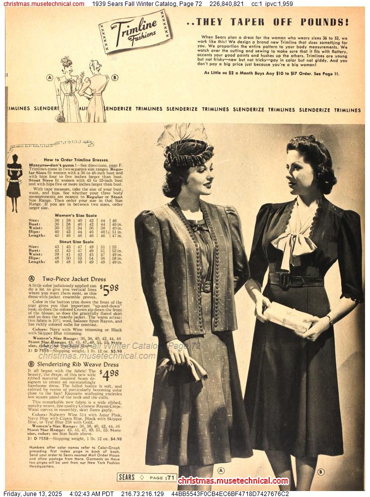 1939 Sears Fall Winter Catalog, Page 72