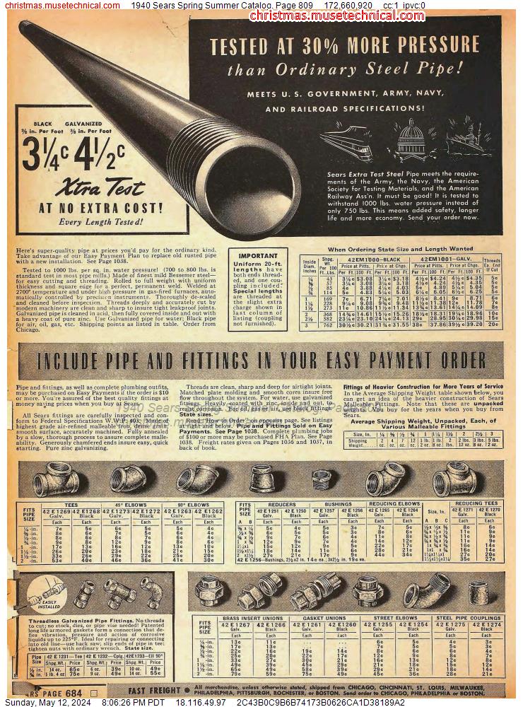 1940 Sears Spring Summer Catalog, Page 809