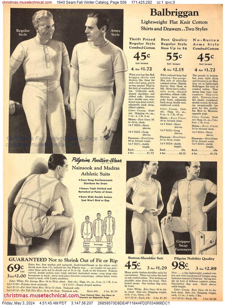 1940 Sears Fall Winter Catalog, Page 509