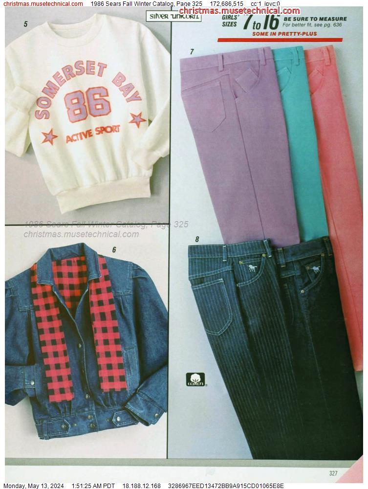 1986 Sears Fall Winter Catalog, Page 325