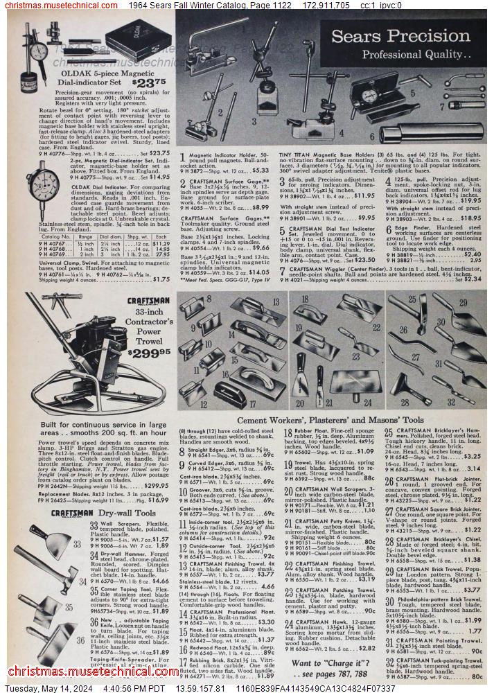 1964 Sears Fall Winter Catalog, Page 1122