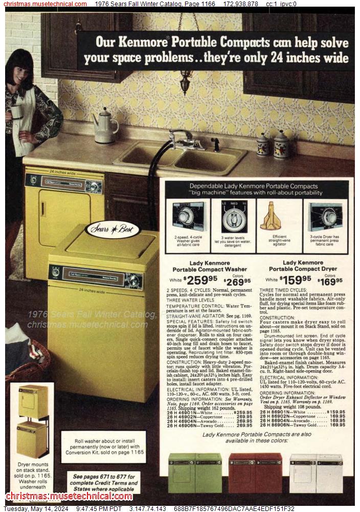 1976 Sears Fall Winter Catalog, Page 1166