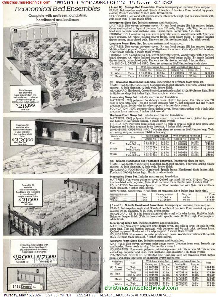 1981 Sears Fall Winter Catalog, Page 1412