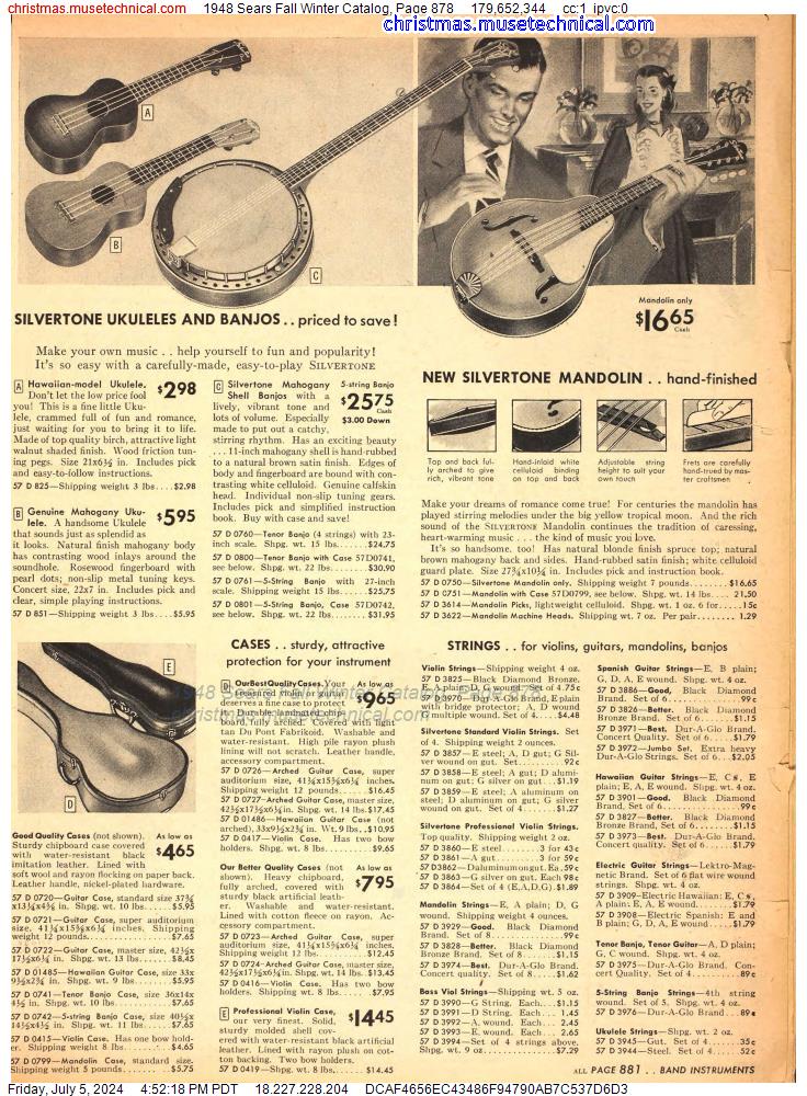 1948 Sears Fall Winter Catalog, Page 878