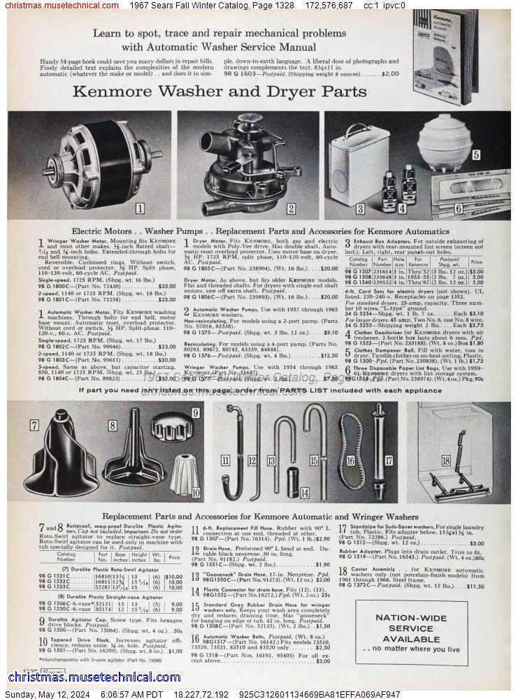 1967 Sears Fall Winter Catalog, Page 1328