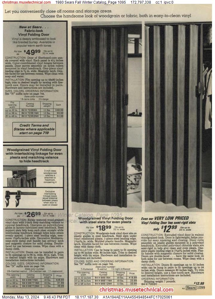 1980 Sears Fall Winter Catalog, Page 1095