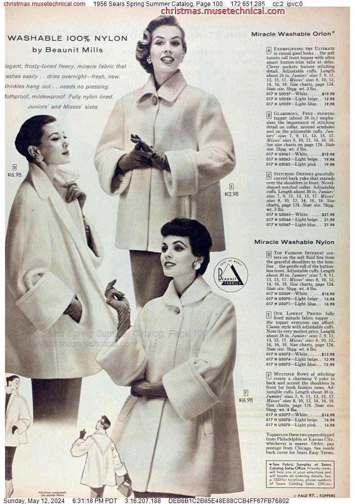 1956 Sears Spring Summer Catalog, Page 100