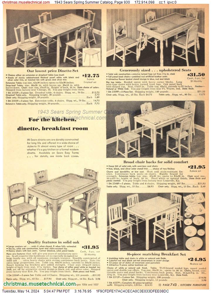 1943 Sears Spring Summer Catalog, Page 930
