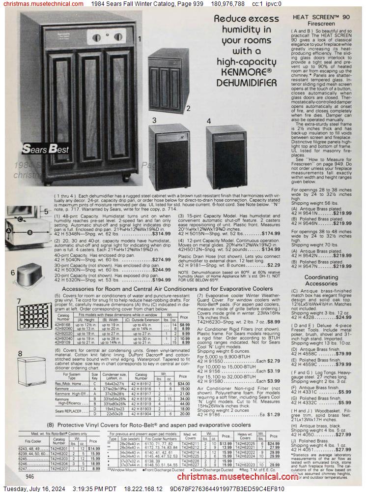 1984 Sears Fall Winter Catalog, Page 939