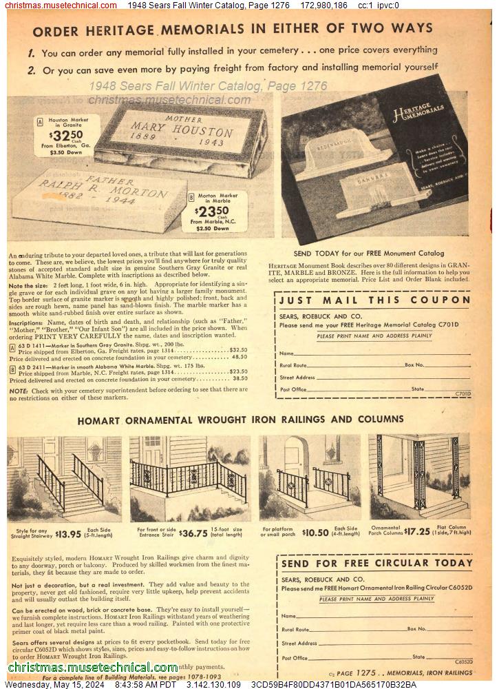 1948 Sears Fall Winter Catalog, Page 1276