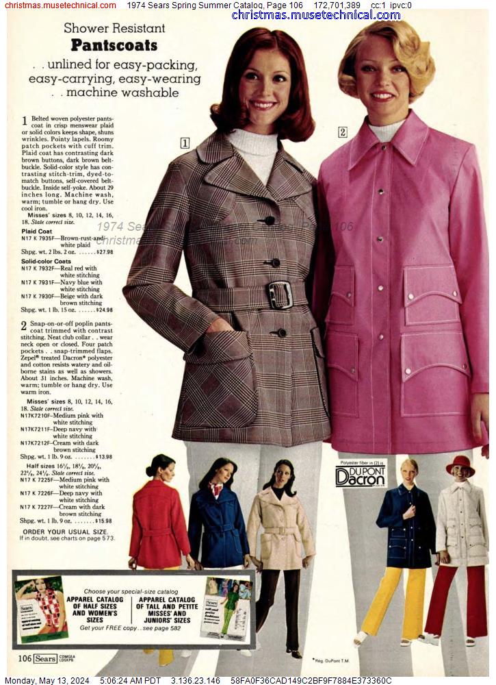 1974 Sears Spring Summer Catalog, Page 106