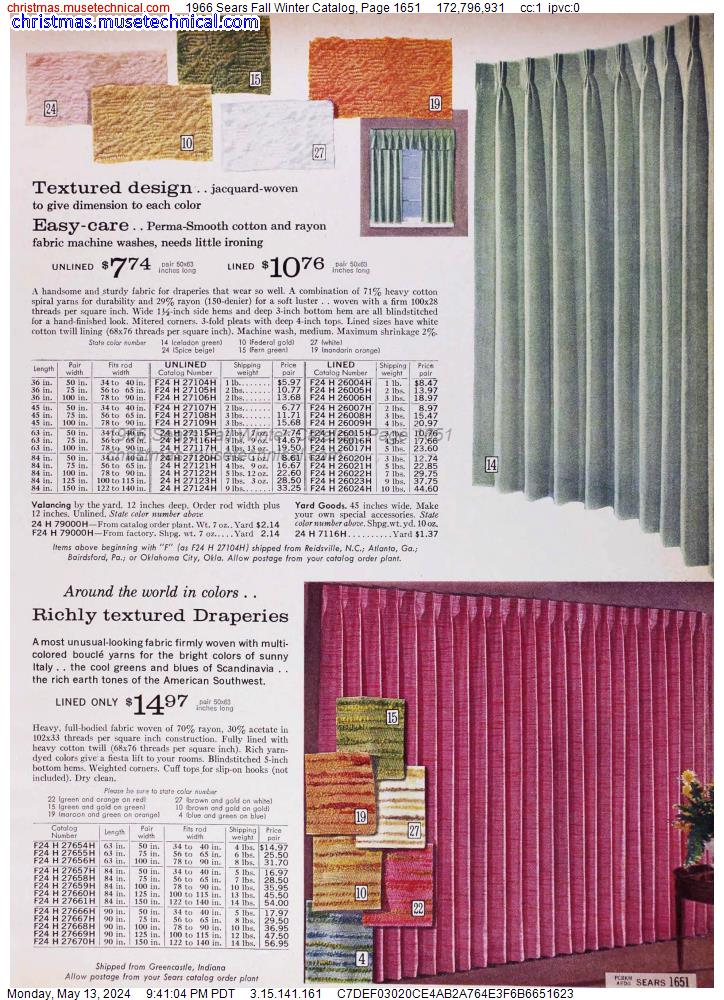 1966 Sears Fall Winter Catalog, Page 1651