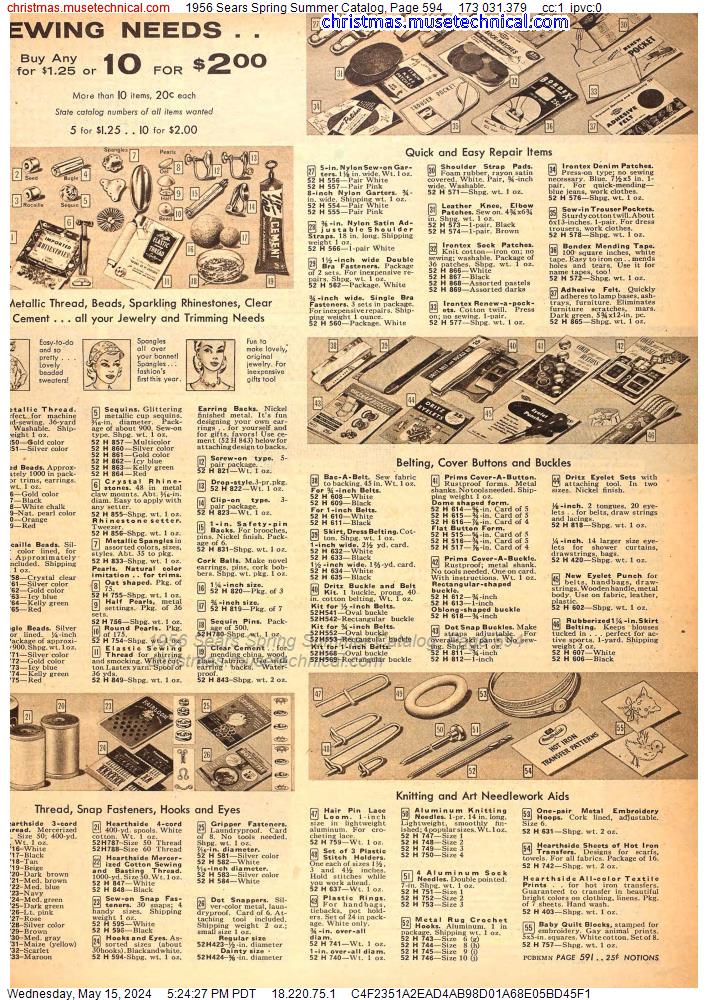 1956 Sears Spring Summer Catalog, Page 594