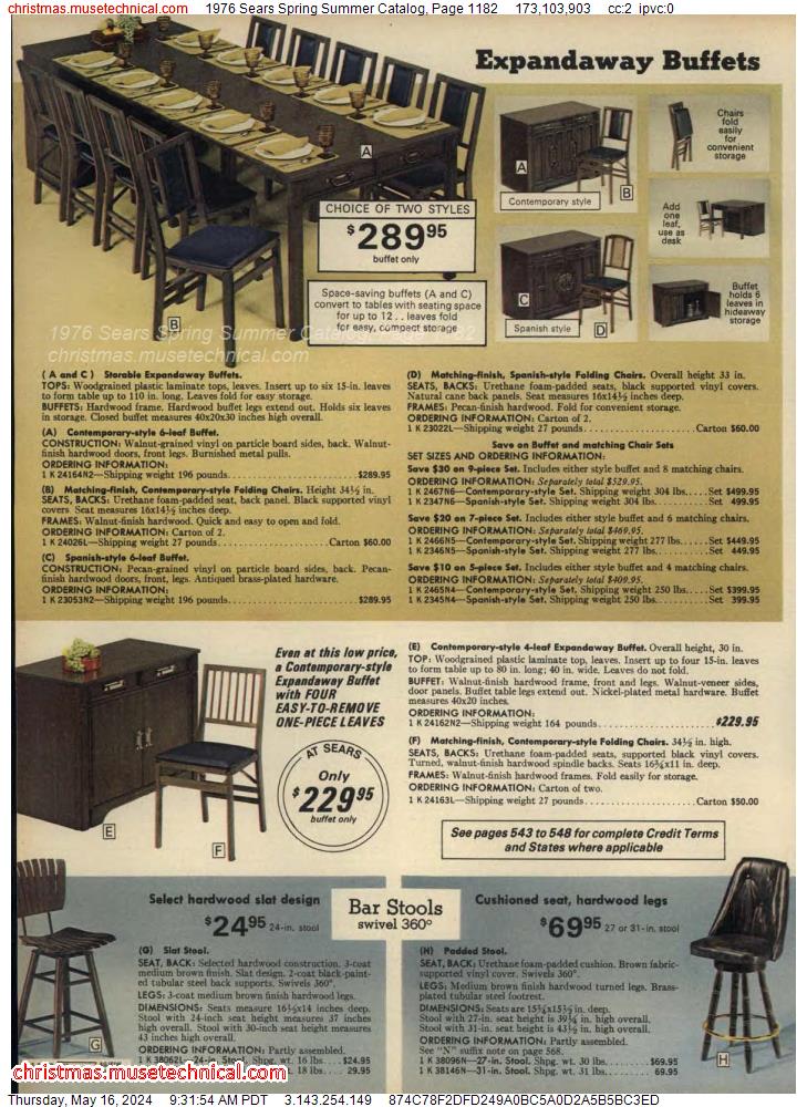 1976 Sears Spring Summer Catalog, Page 1182