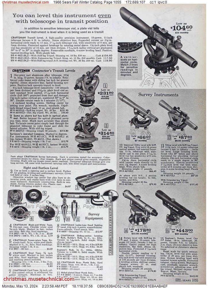 1966 Sears Fall Winter Catalog, Page 1055