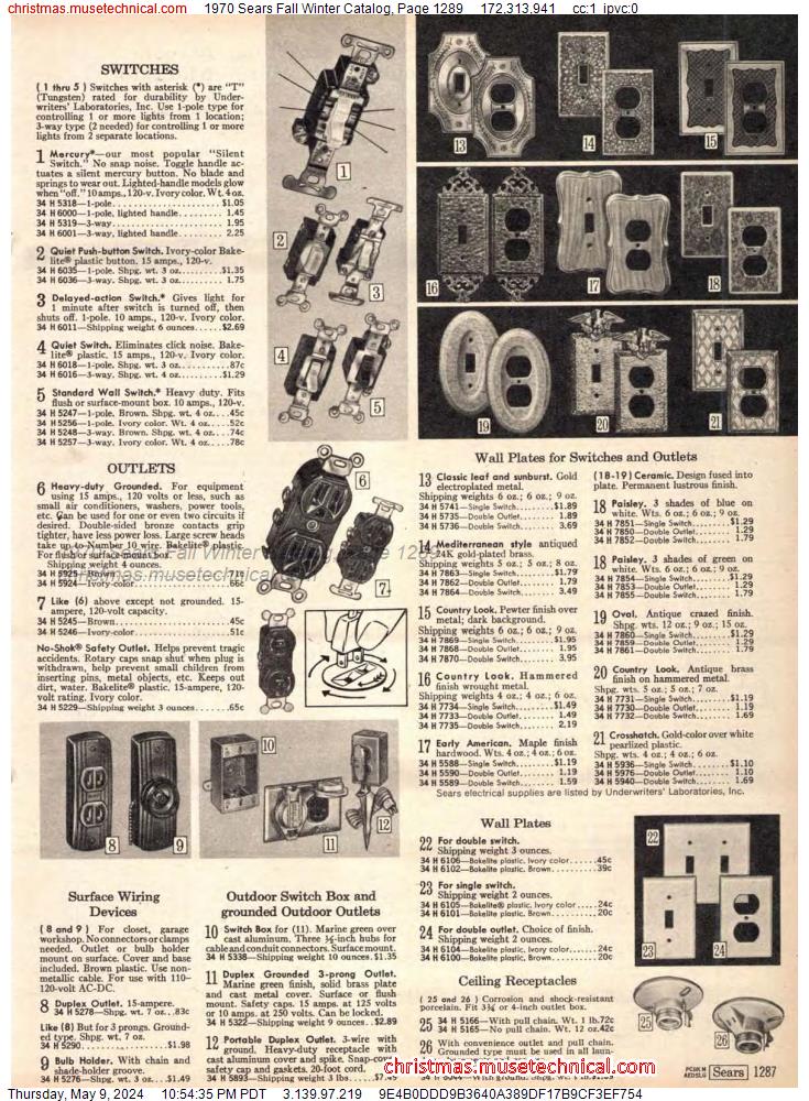 1970 Sears Fall Winter Catalog, Page 1289
