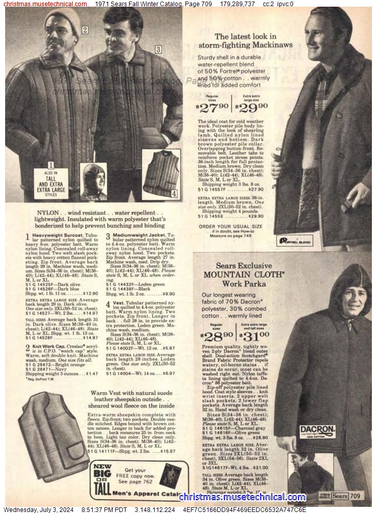 1971 Sears Fall Winter Catalog, Page 709