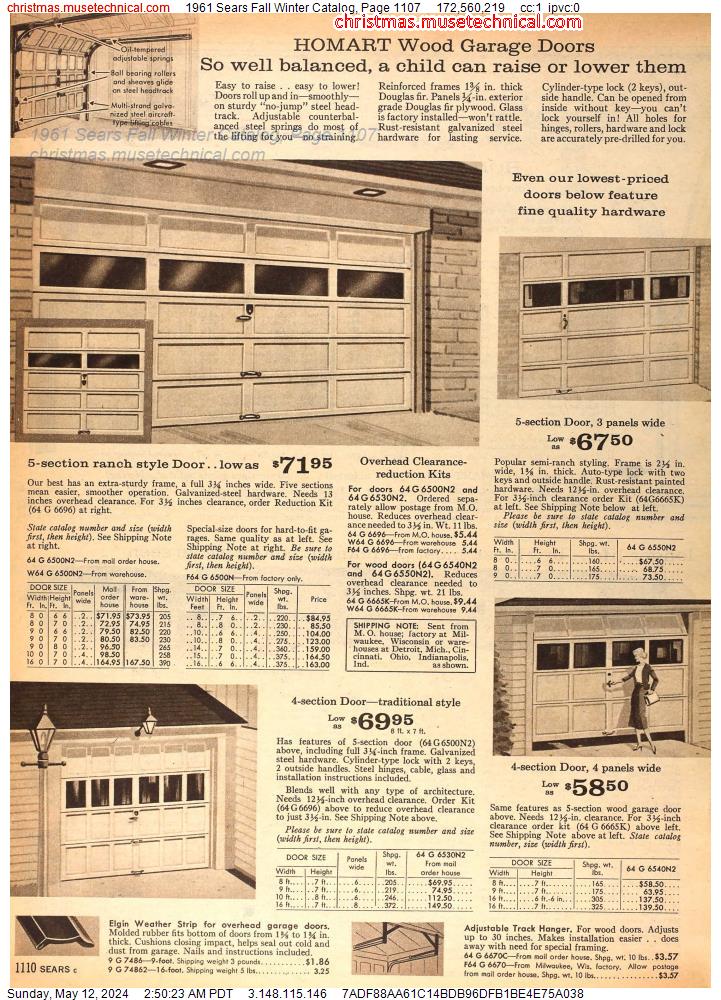 1961 Sears Fall Winter Catalog, Page 1107