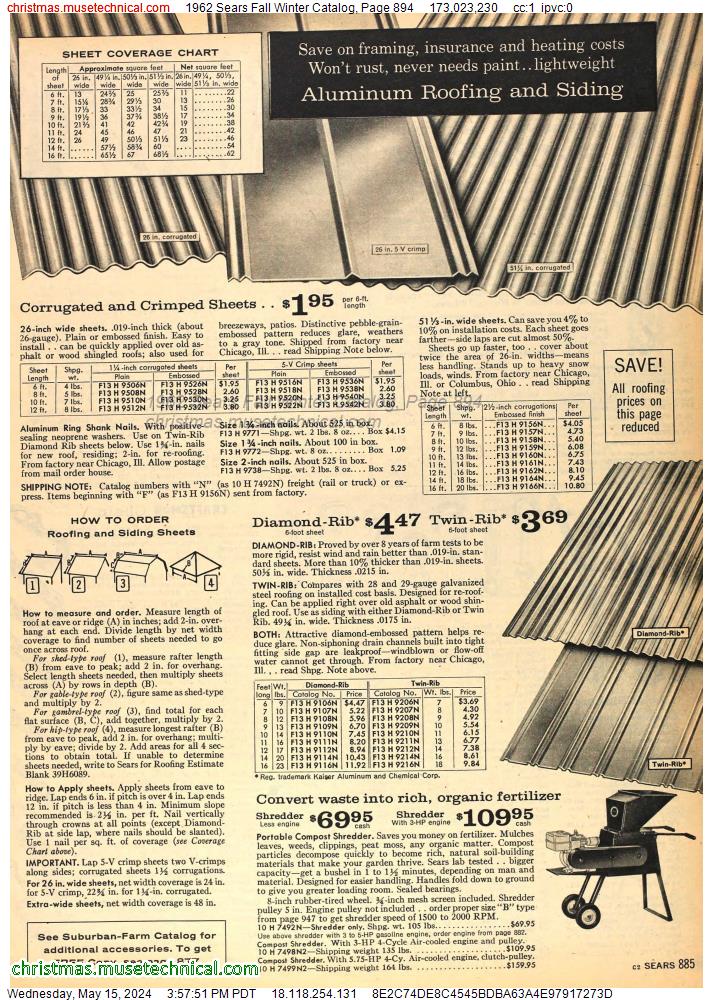 1962 Sears Fall Winter Catalog, Page 894