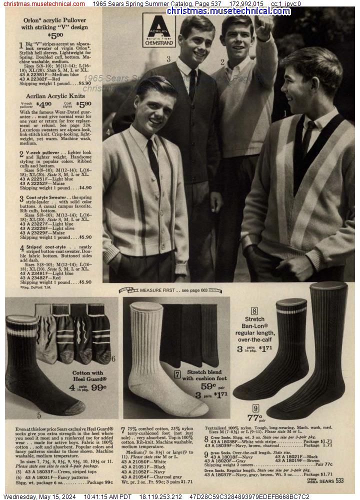 1965 Sears Spring Summer Catalog, Page 537