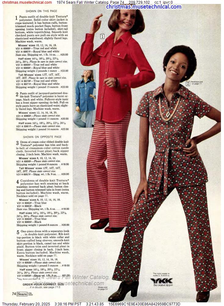 1974 Sears Fall Winter Catalog, Page 74