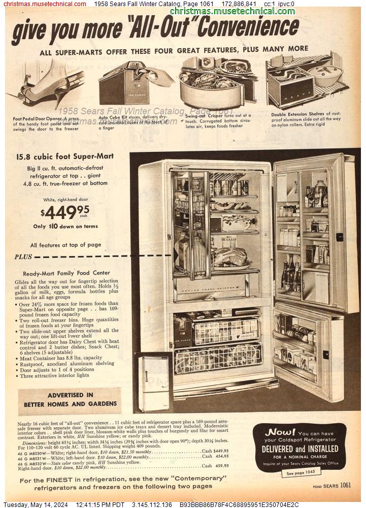 1958 Sears Fall Winter Catalog, Page 1061