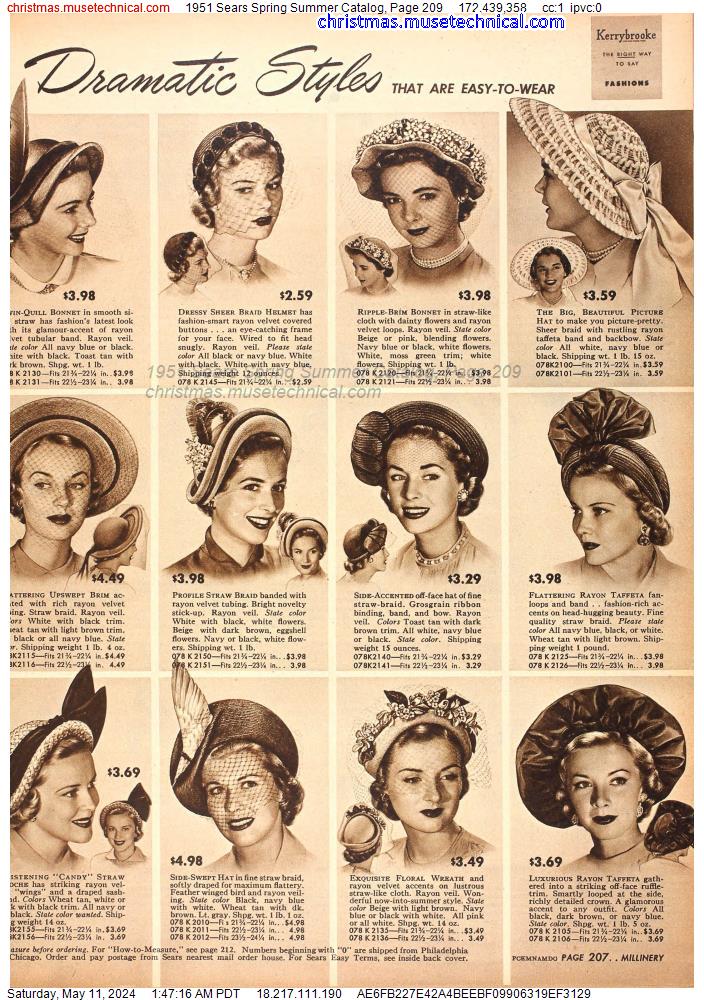 1951 Sears Spring Summer Catalog, Page 209