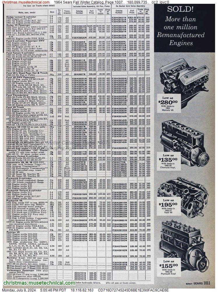 1964 Sears Fall Winter Catalog, Page 1007