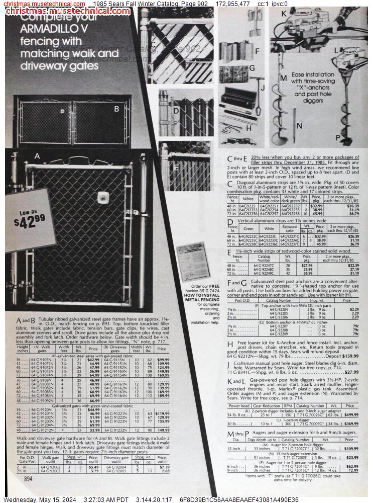 1985 Sears Fall Winter Catalog, Page 902