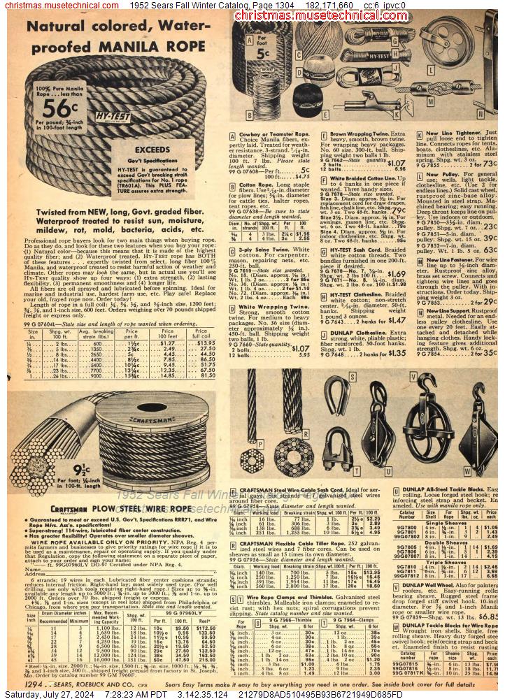 1952 Sears Fall Winter Catalog, Page 1304