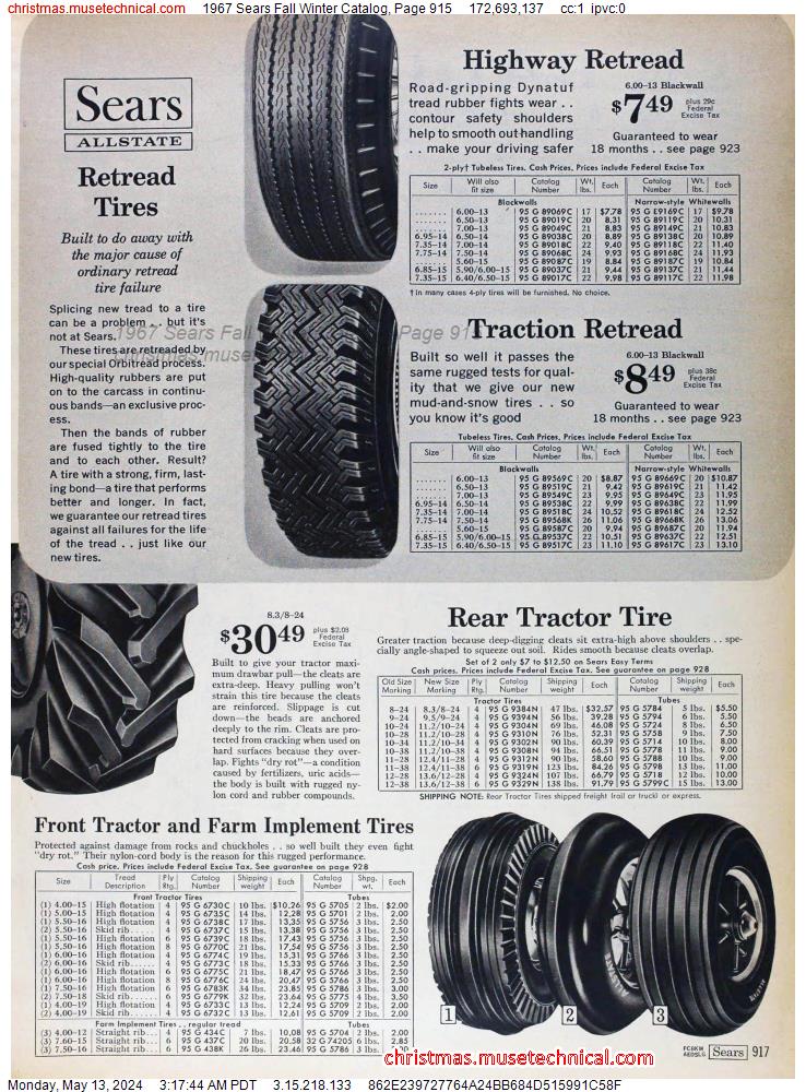1967 Sears Fall Winter Catalog, Page 915
