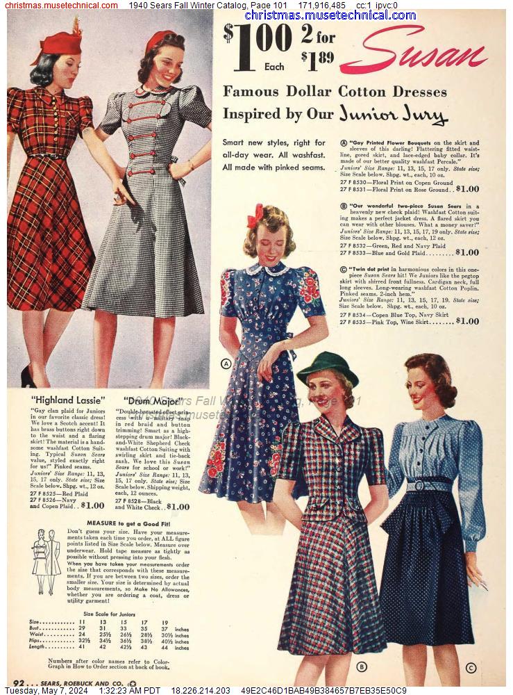 1940 Sears Fall Winter Catalog, Page 101
