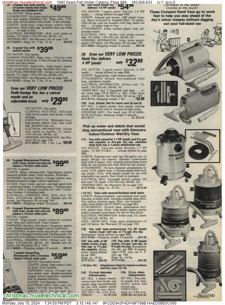 1980 Sears Fall Winter Catalog, Page 889