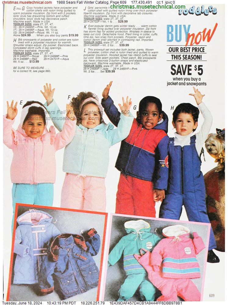 1988 Sears Fall Winter Catalog, Page 609