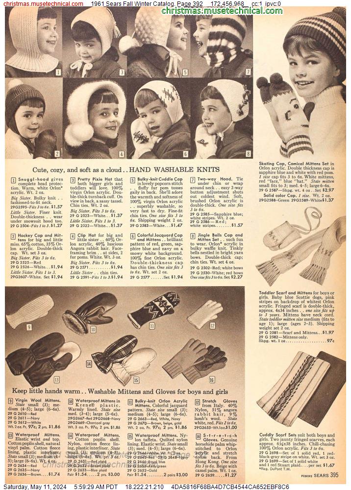1961 Sears Fall Winter Catalog, Page 392