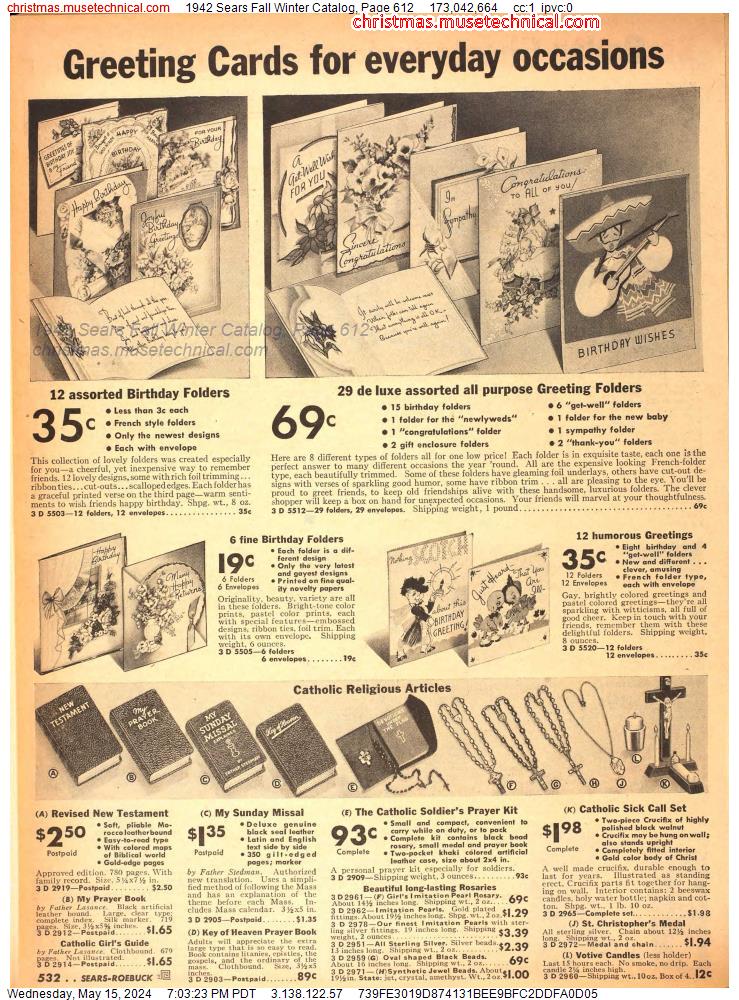 1942 Sears Fall Winter Catalog, Page 612