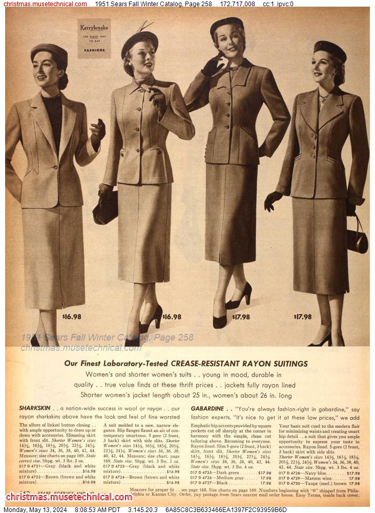 1951 Sears Fall Winter Catalog, Page 258