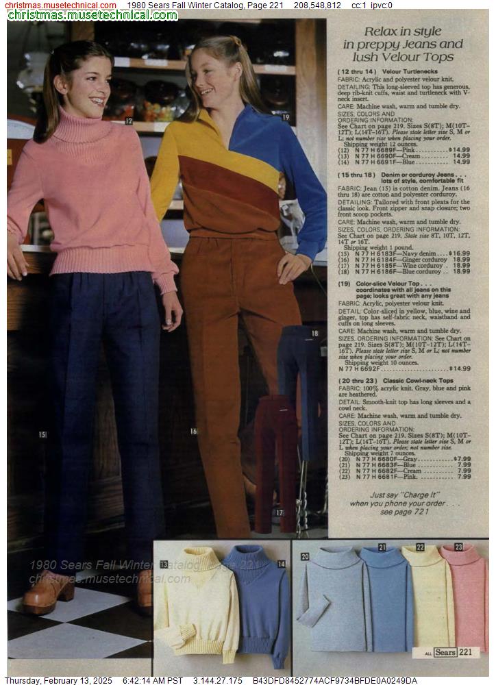 1980 Sears Fall Winter Catalog, Page 221