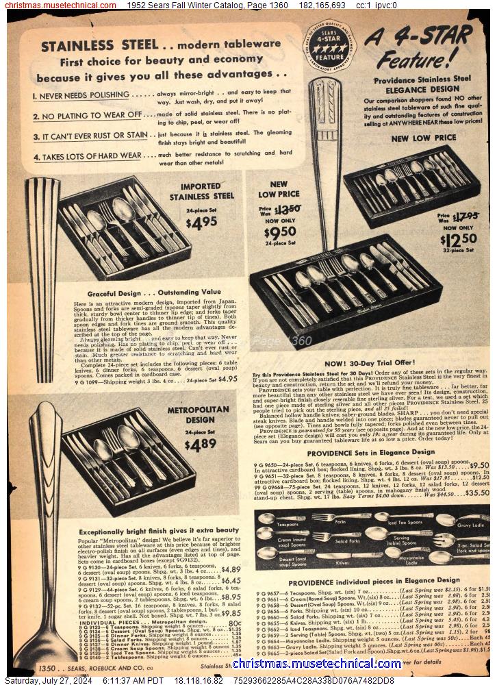 1952 Sears Fall Winter Catalog, Page 1360