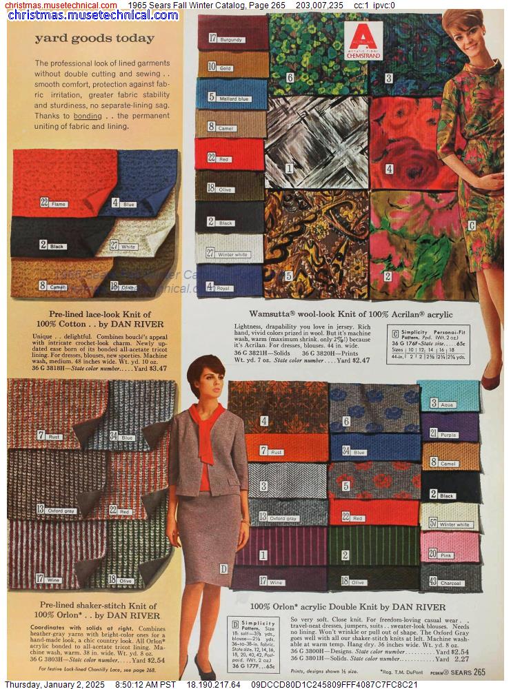 1965 Sears Fall Winter Catalog, Page 265