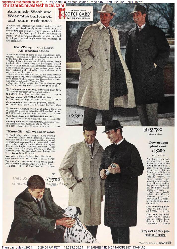 1961 Sears Fall Winter Catalog, Page 646
