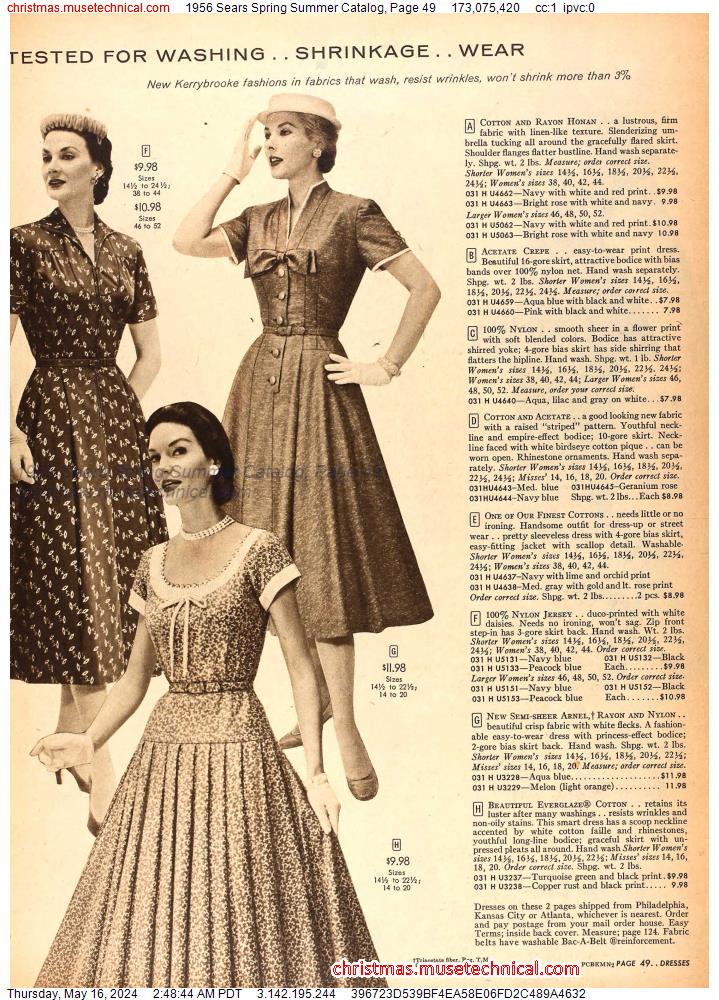 1956 Sears Spring Summer Catalog, Page 49