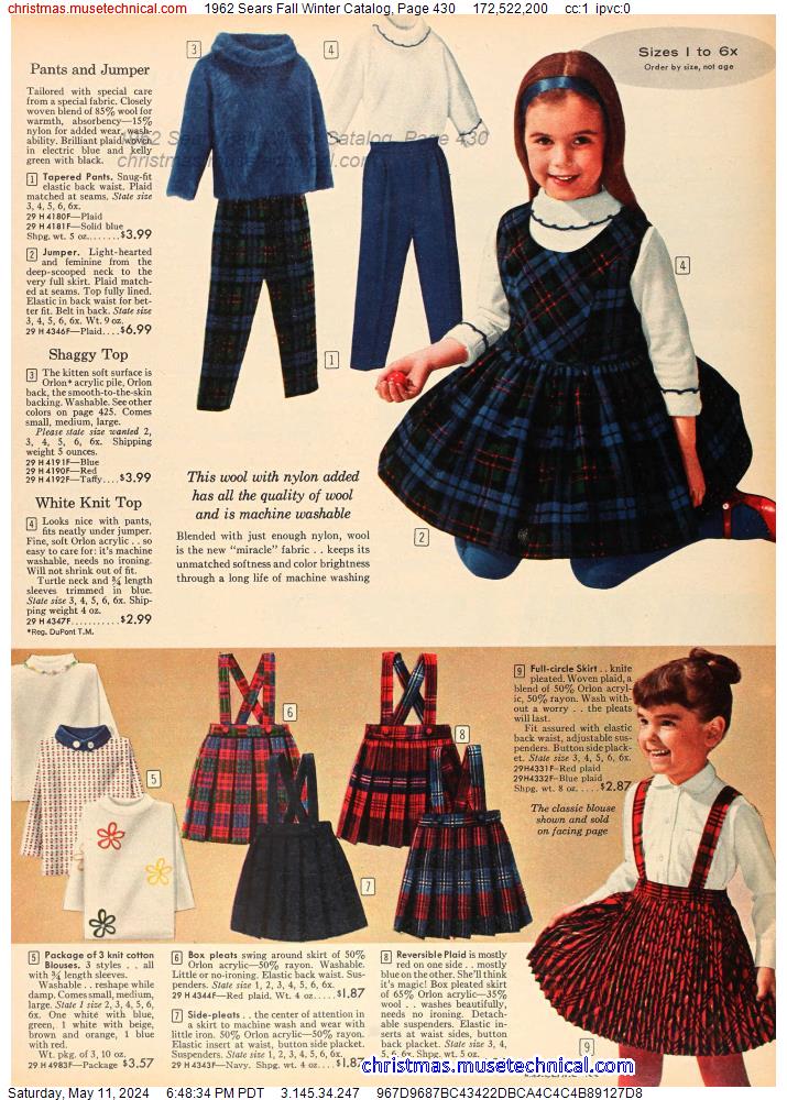 1962 Sears Fall Winter Catalog, Page 430
