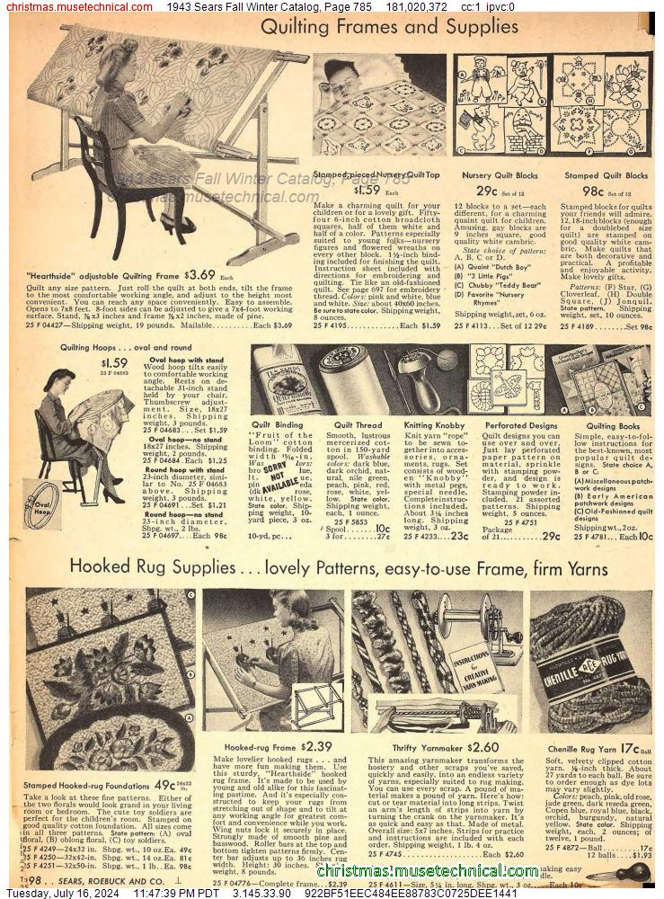 1943 Sears Fall Winter Catalog, Page 785
