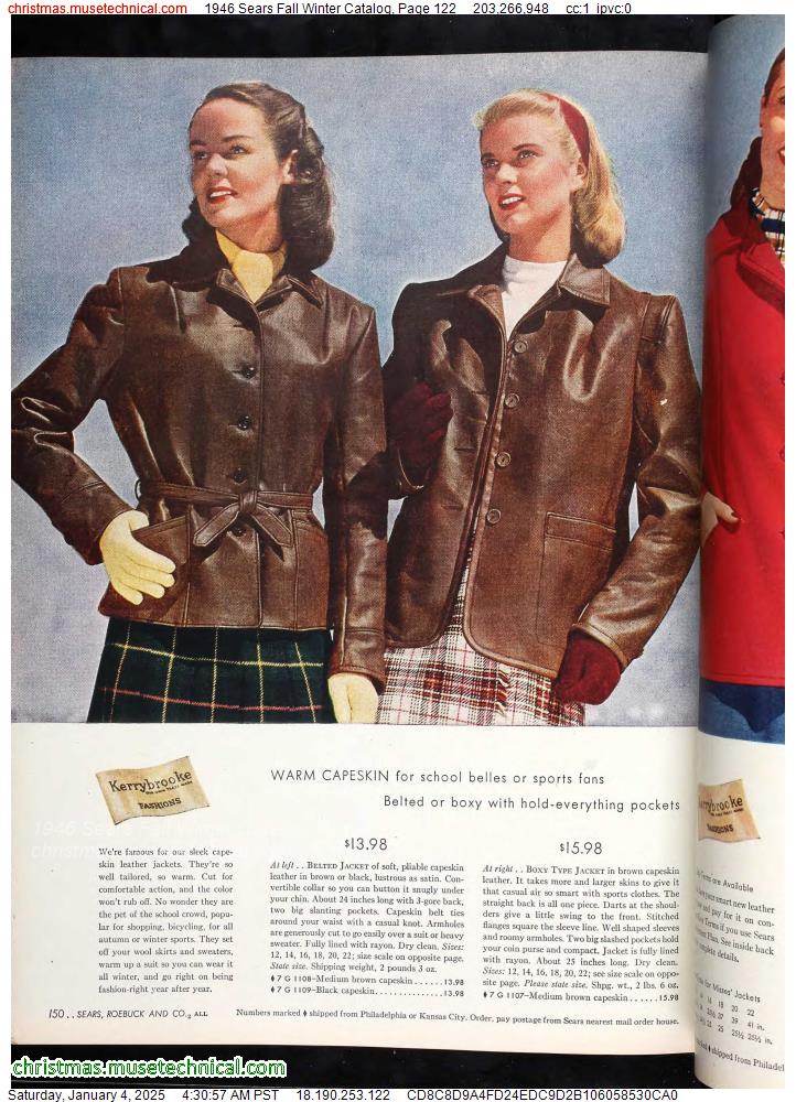 1946 Sears Fall Winter Catalog, Page 122