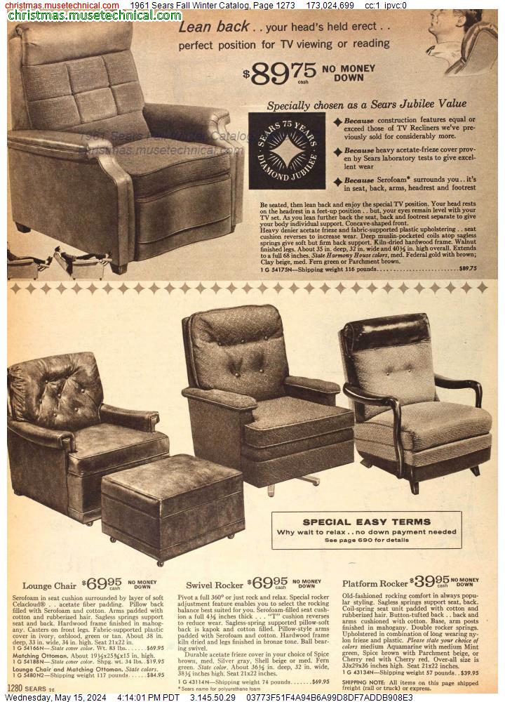 1961 Sears Fall Winter Catalog, Page 1273
